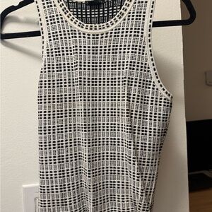 Theory Black and White Checkered Tank Top